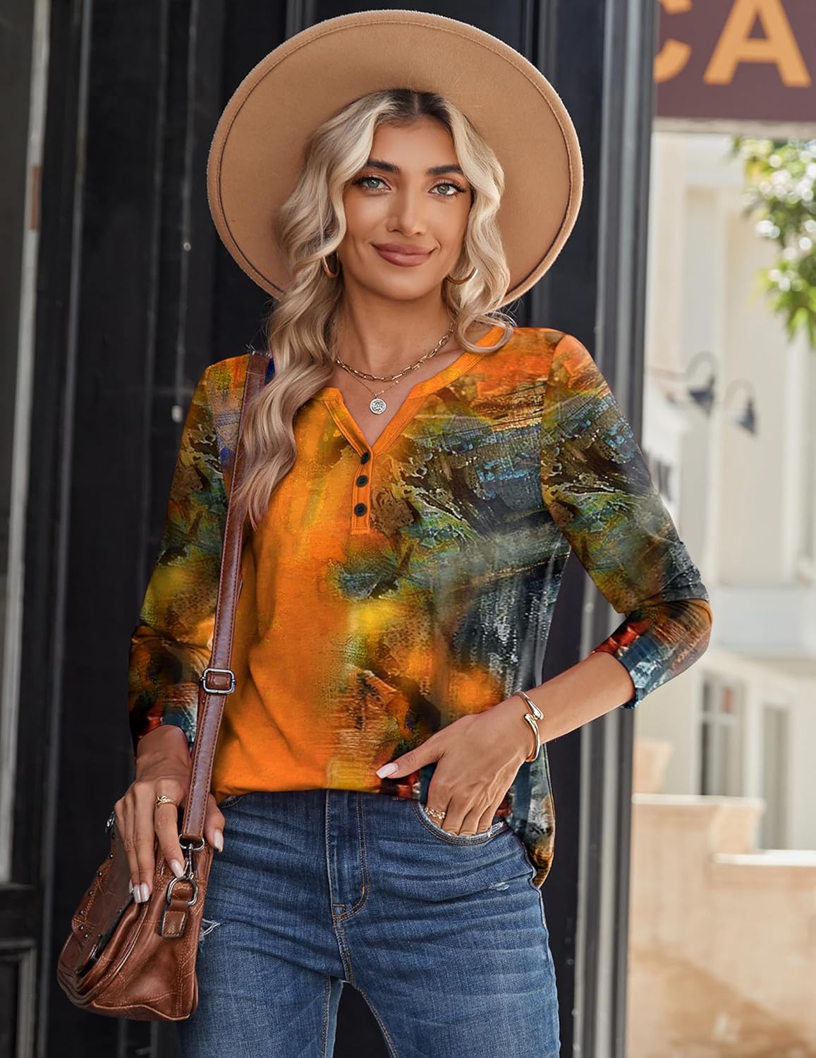 Zeagoo Long Sleeve Shirts for Women Casual V Neck Fall Tops Dressy Summer Work Blouses Clothes - Image 3