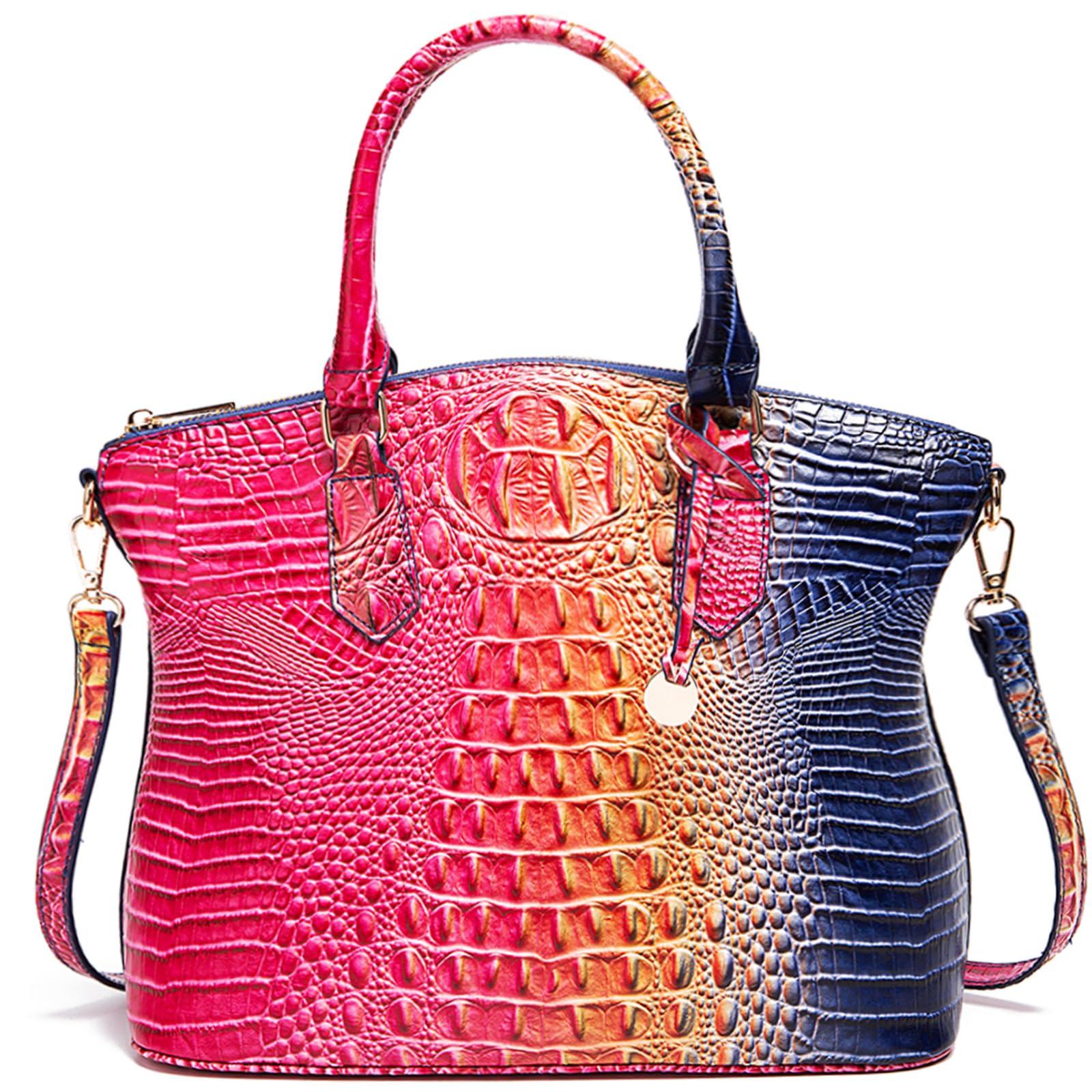 Makcr Joacbv Crocodile Handbag for Women, Satchel Purse with Shoulder Strap | Embossed vegan leather tote with a bold crocodile-pattern texture, rich color depth, dual top handles, and a roomy interior.