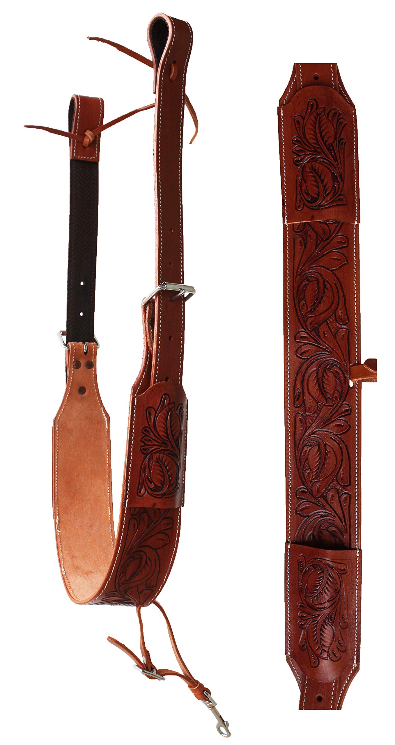 Challenger Horse Western Carved Leather Rear Flank Cinch