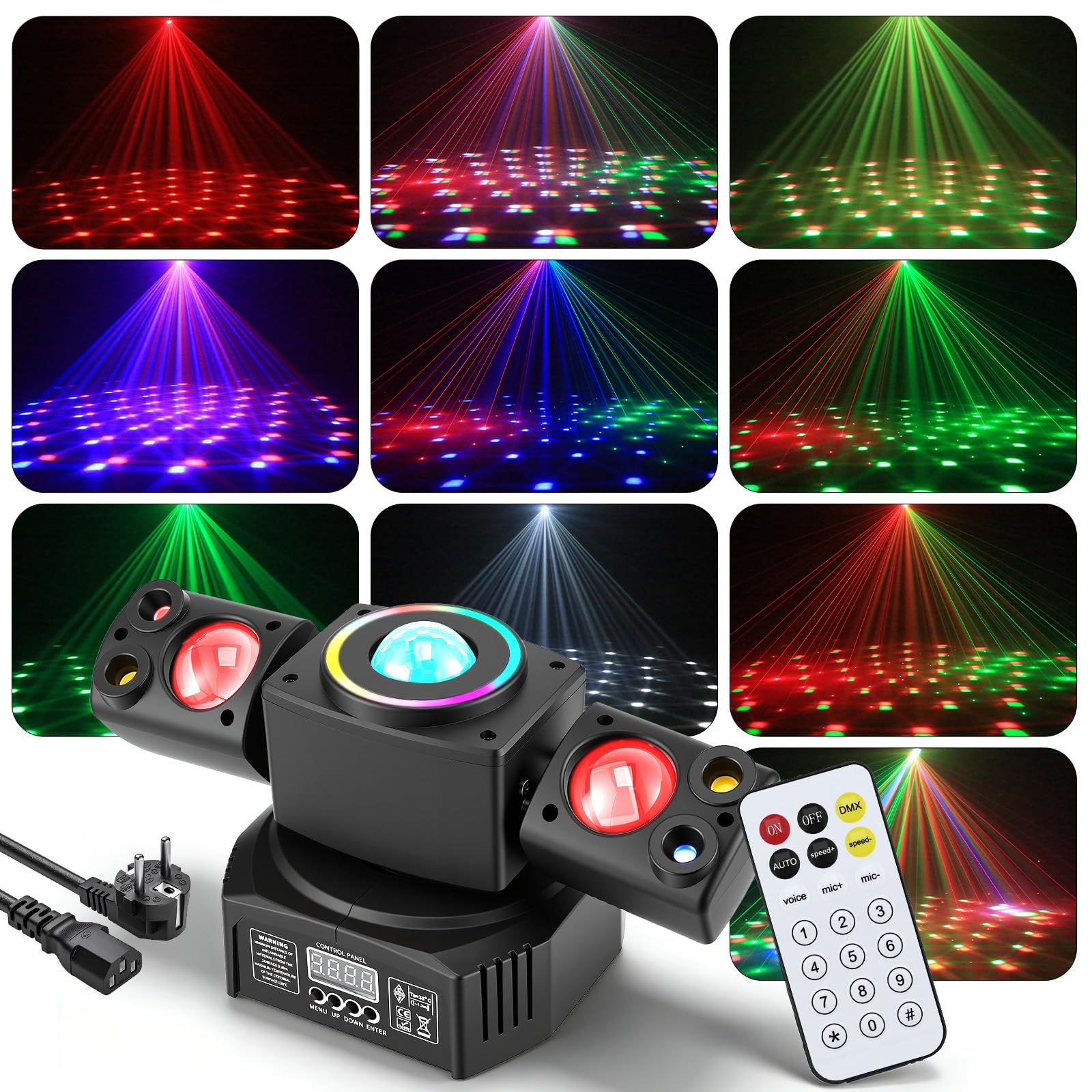 Mini Moving Head Licht mit 2 Köpfen-LED Effektstrahler mit RGB 3535 LEDs & 10W Strobe, LED Strahler Bühnenlicht mit DMX512 & Musiksteuerung, Disco Partylicht für DJ, Bühne, Bar, Hochzeit & Geburtstag