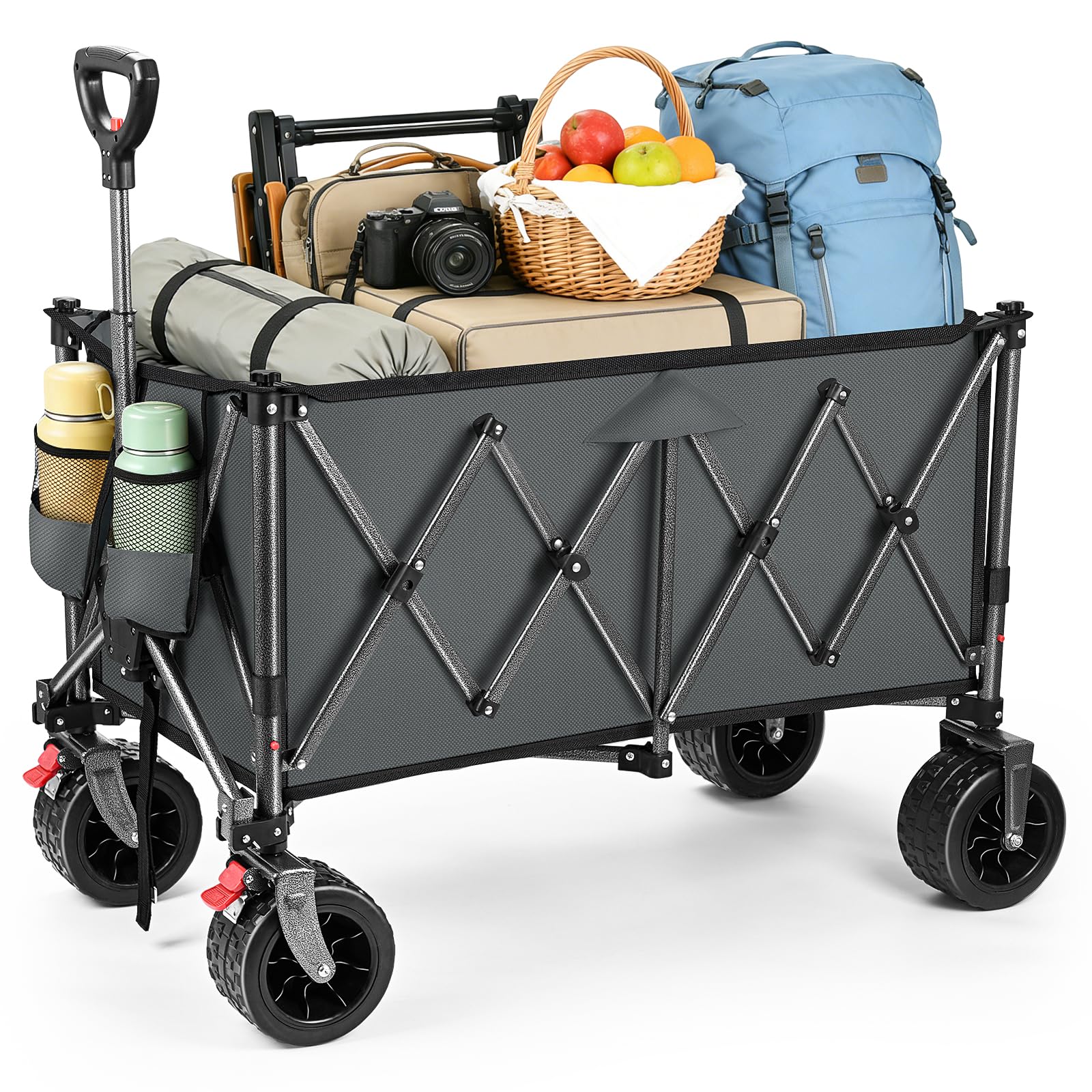 YEAUPE PRO Carro Plegable Todo Terreno – Frenos Dobles, Ruedas Anchas, Estructura Reforzada, Mango Ajustable – Ideal para Playa y Camping – 150‑240L, Negro — view 17