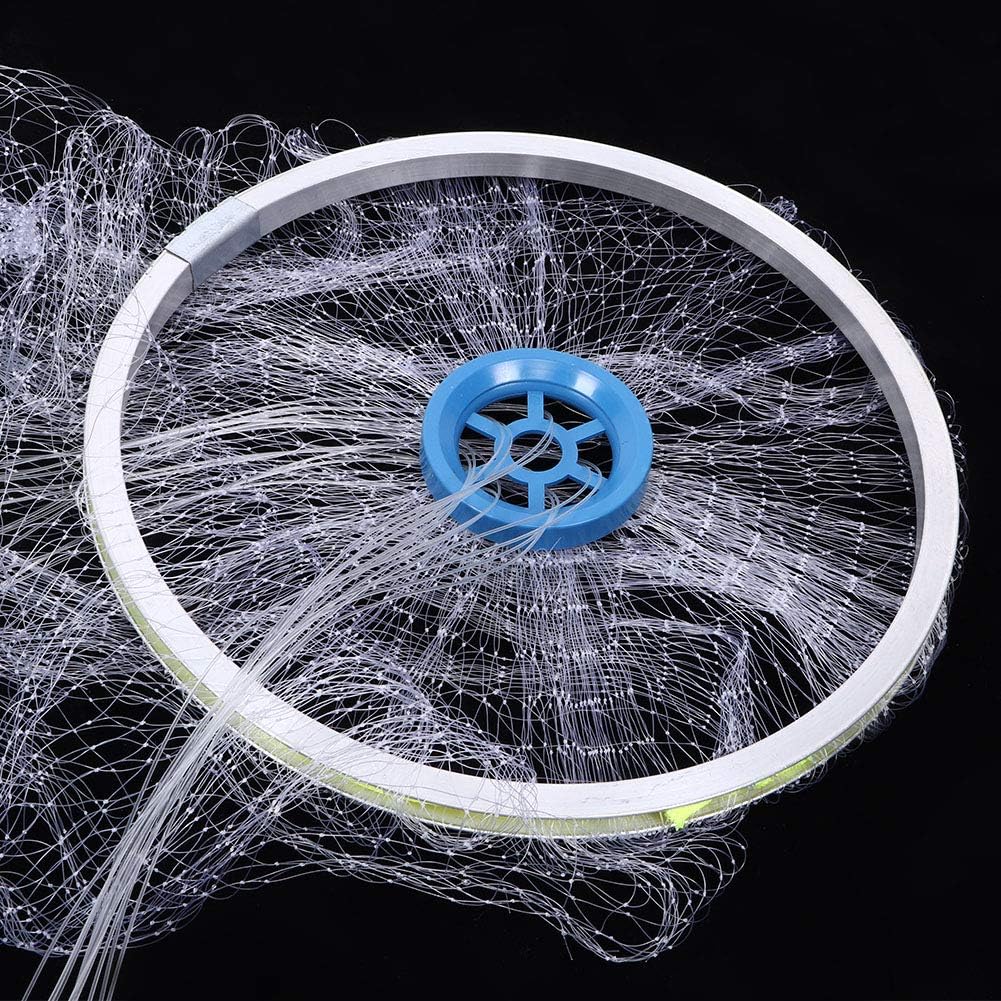 Cast Net, Saltwater American Fishing Cast Net Cast Nets for Baitfish Heavy Duty Cast Net Fishing Nets for Saltwater, 8FT/10FT Radius Size(7.9ft)