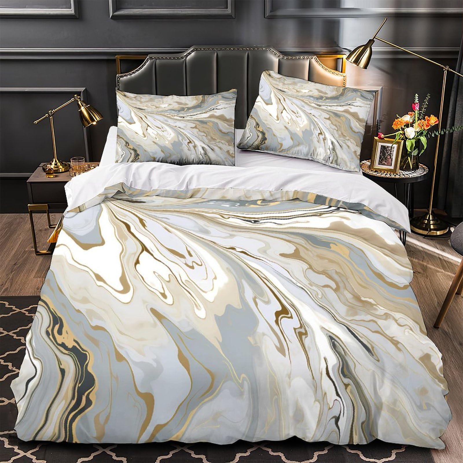Housse de couette microfibre Tourbillons Abstraits lit simple 135x200 imprimé 3D