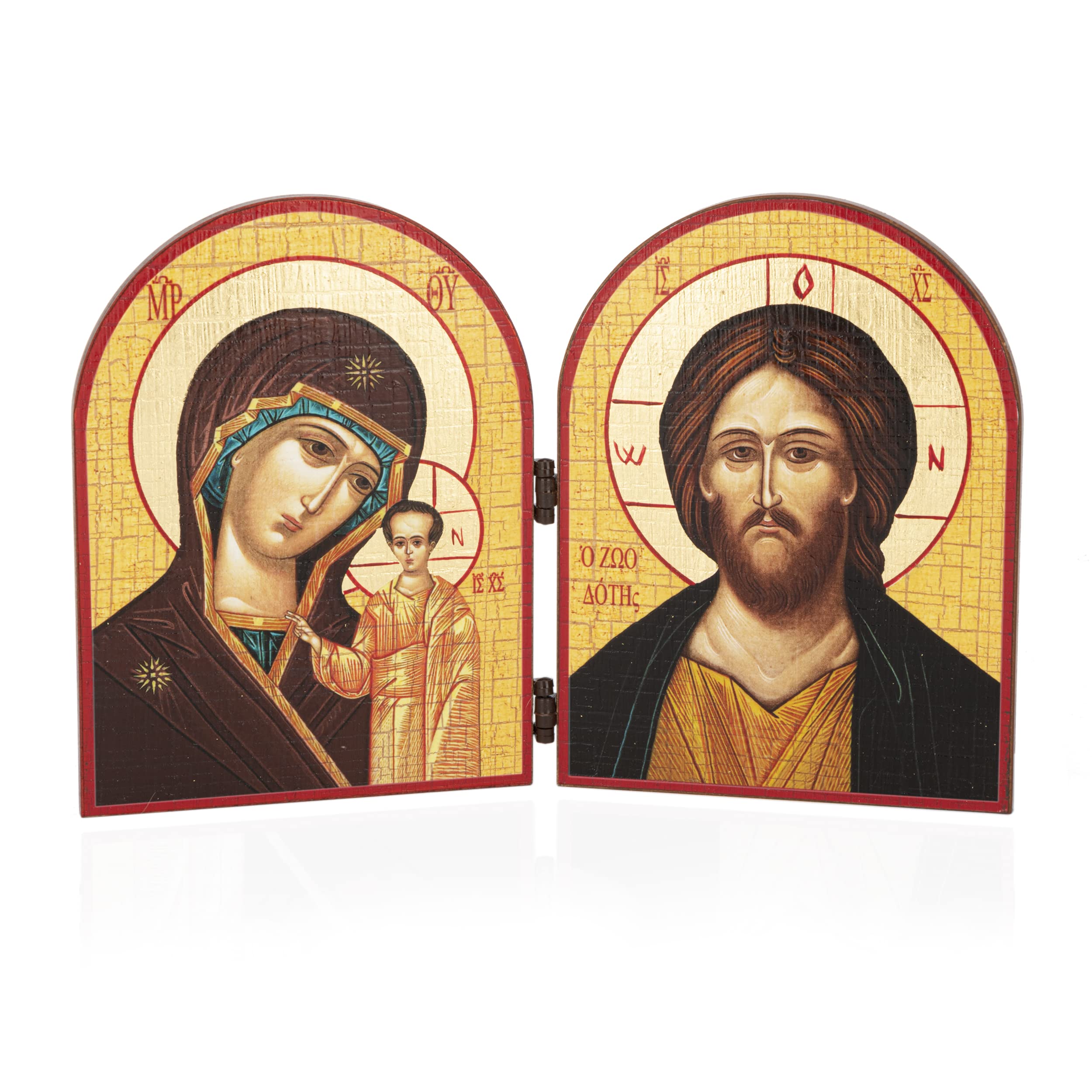 NKlaus GM of Kazan and Jesus Christ Diptych Wooden Icon 23.5 x 16 cm Christian 11087, Mother of God | Jesus Christ, 23.5L x 16W cm