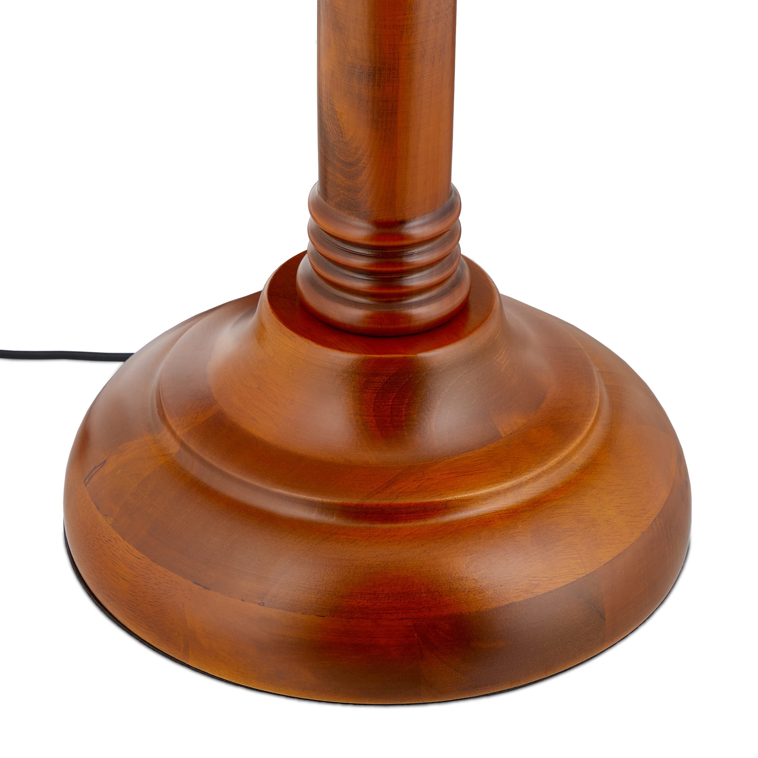Relaxdays Stehlampe, Bogenleuchte im Jugendstil, Glasschirm, Holz, E27 Fassung, HxBxT: 166 x 40 x 36 cm, braun/gold