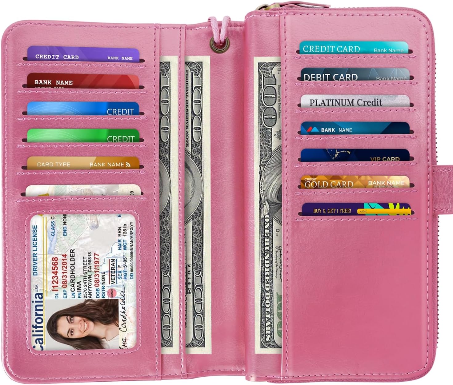 Wallets for Women Multi Card Holder Wallet Clutch Wallet Card Holder Organizer Ladies Purse with Wrist strap Purse - Image 2