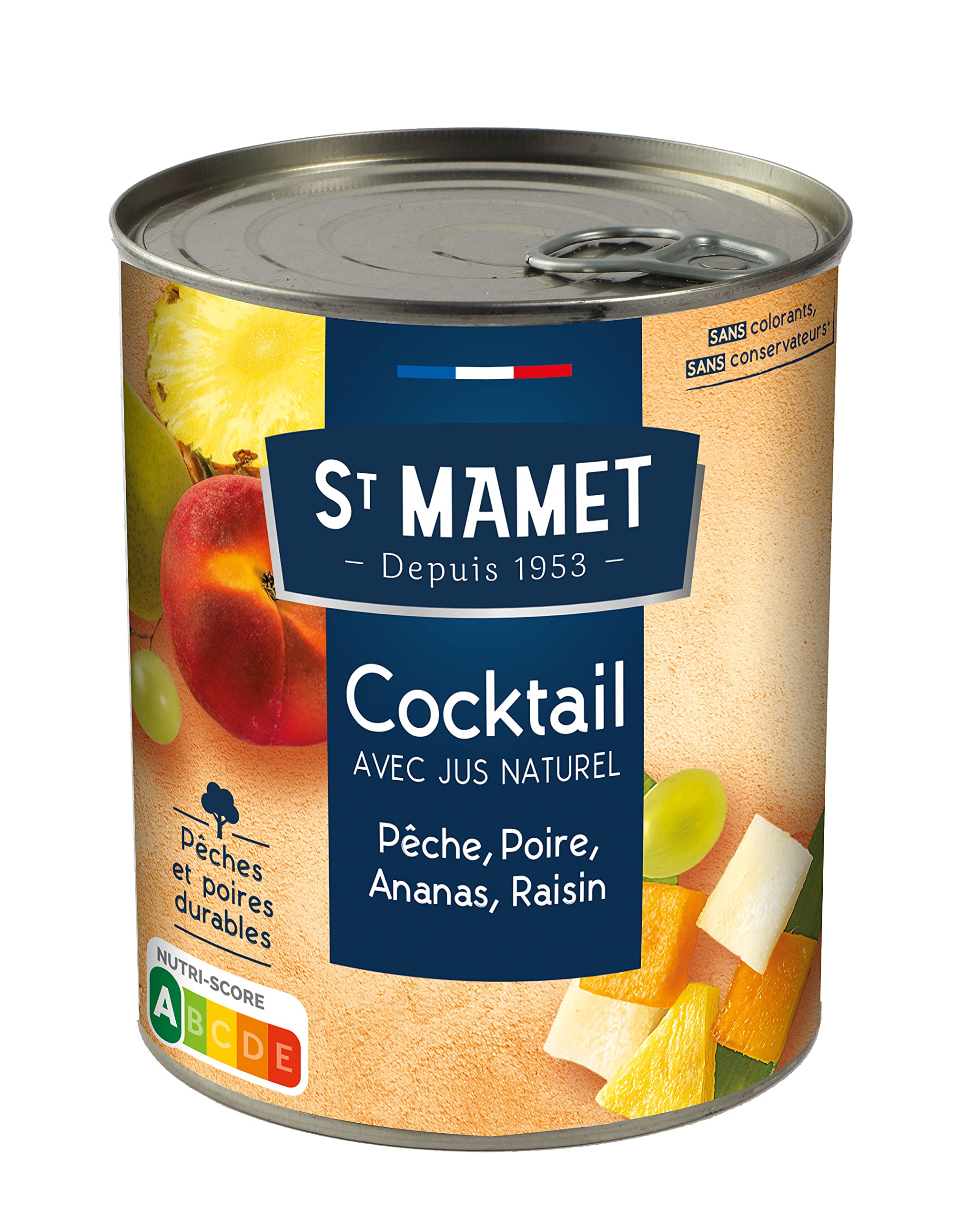 ST MAMET Depuis 1953 Cocktail Pêche, Poire, Ananas, Raisin 850g - Lot de 4