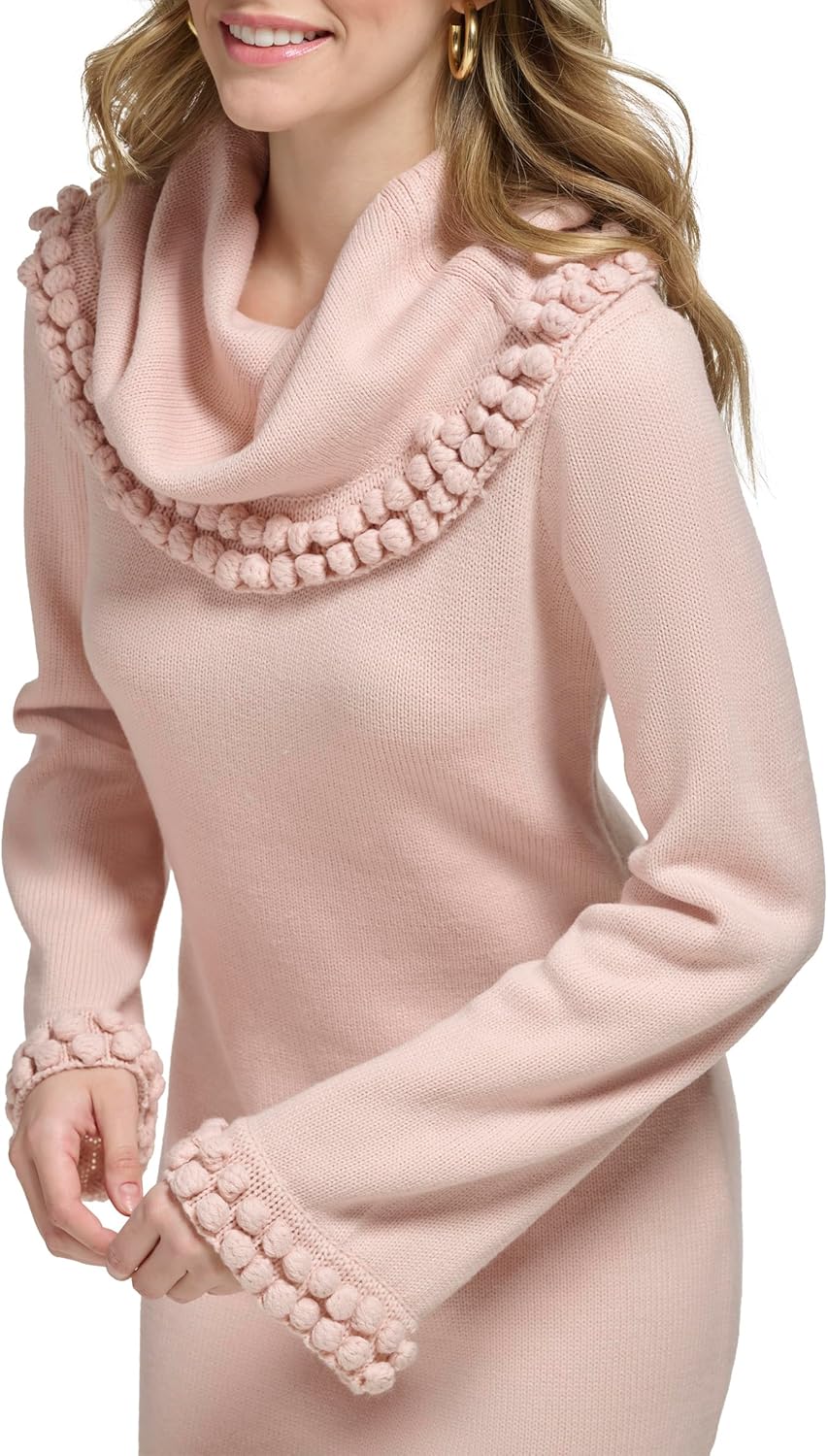 Eliza J Womens Long Sleeve Cowl Neck Holiday Shift Sweater Dress - Image 2