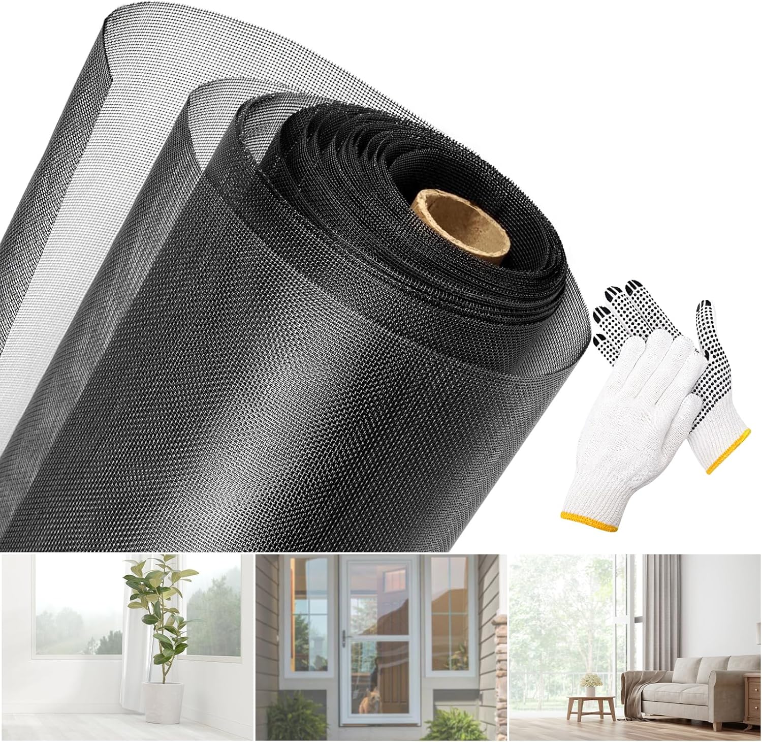 304 Stainless Steel Black Window Screen Mesh Roll, 40 inch x 98 ft Window Screen Mesh, Stainless Steel Wire Mesh Screen for Door Porch Patio 40 inch x 98 ft Black