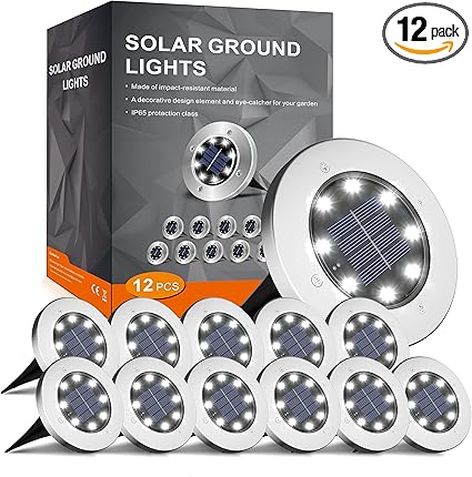 INCX Solar Lights for Outside,12 Pack Solar Lights Outdoor Waterproof, Solar Garden Lights Landscape Lighting for Patio Pathway Lawn Yard Deck Driveway Walkway, Cold White