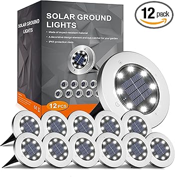 INCX Solar Lights for Outside,12 Pack Solar Lights Outdoor Waterproof, Solar Garden Lights Landscape Lighting for Patio Pathway Lawn Yard Deck Driveway Walkway, Cold White