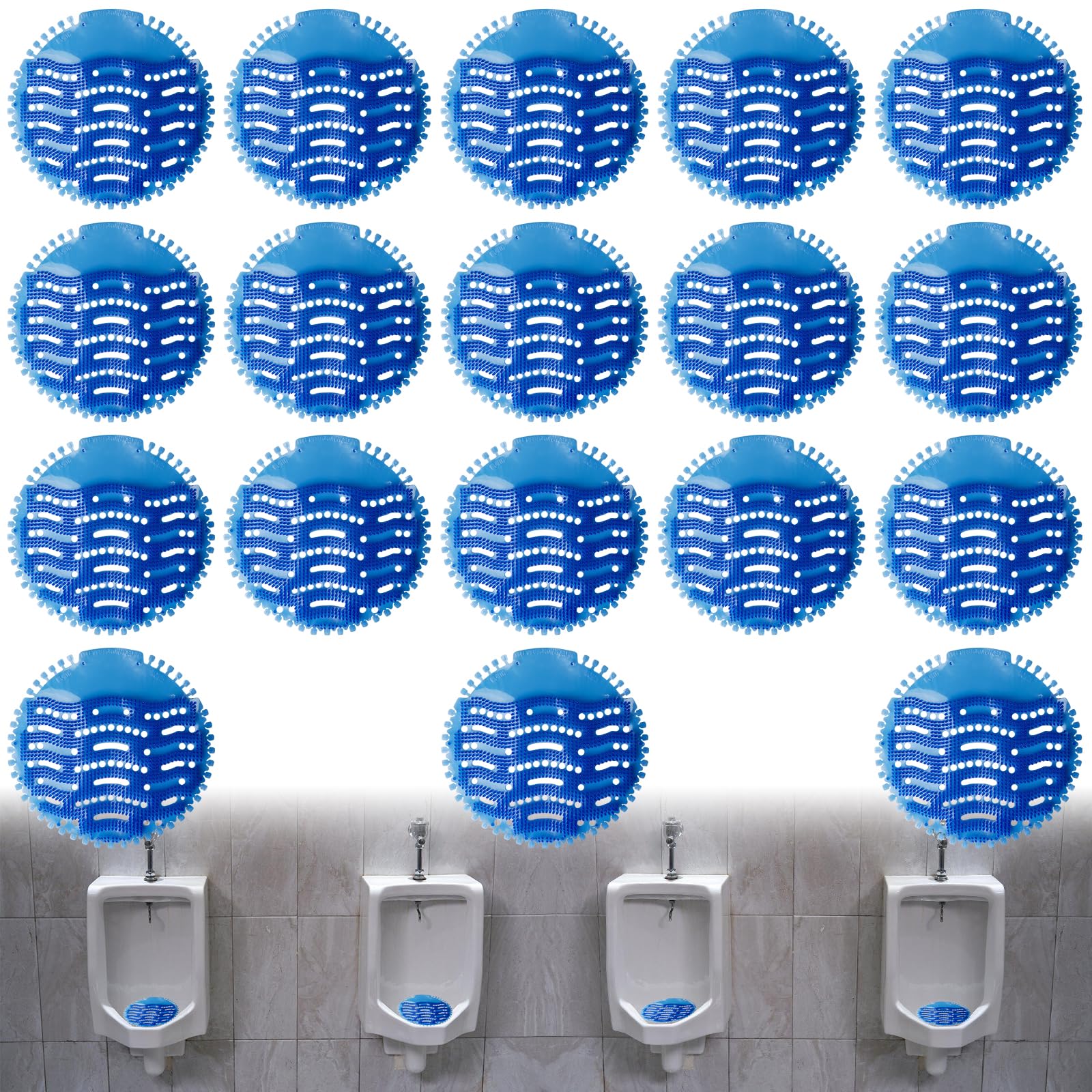 Lot de 18 tamis d'urinoir avec parfum, tapis d'insertion d'urinoir en pierre Protection anti-éclaboussures pour toilettes, protection anti-éclaboussures pour les toilettes, toilettes pour hommes,