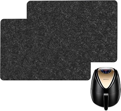 2pcs Heat Resistant Mat for Air Fryer Square 44 * 30cm,Felt and Silicone Heat Proof Mat with Appliance Sliders,Kitchen Worktop Protector for Ninja Salter,Cosori,Tower,Coffee Maker,Microwave