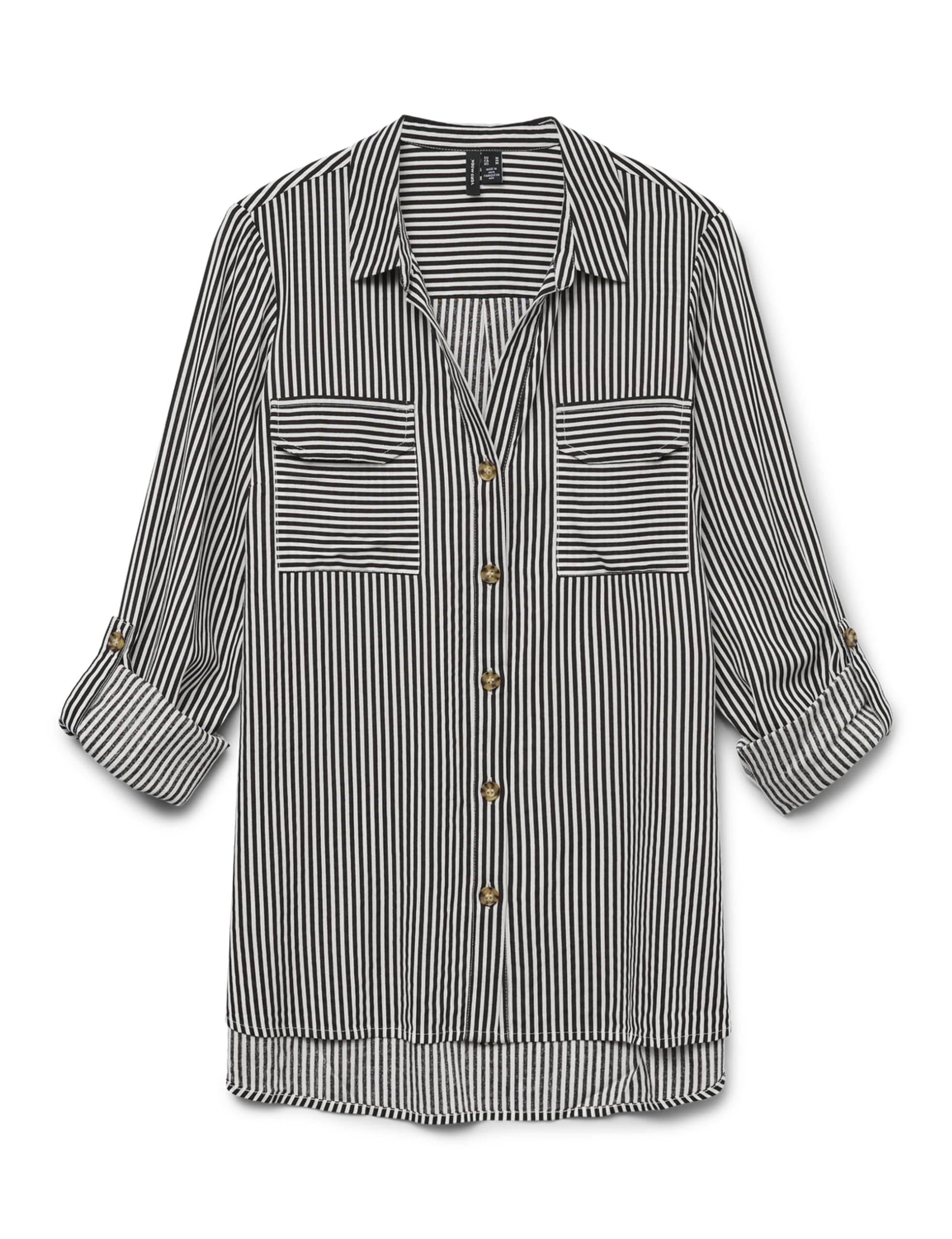 VERO MODA Damen Blusen Hemd Leger mit Brusttaschen Regular Stretch 3/4 Arm Top Oberteil