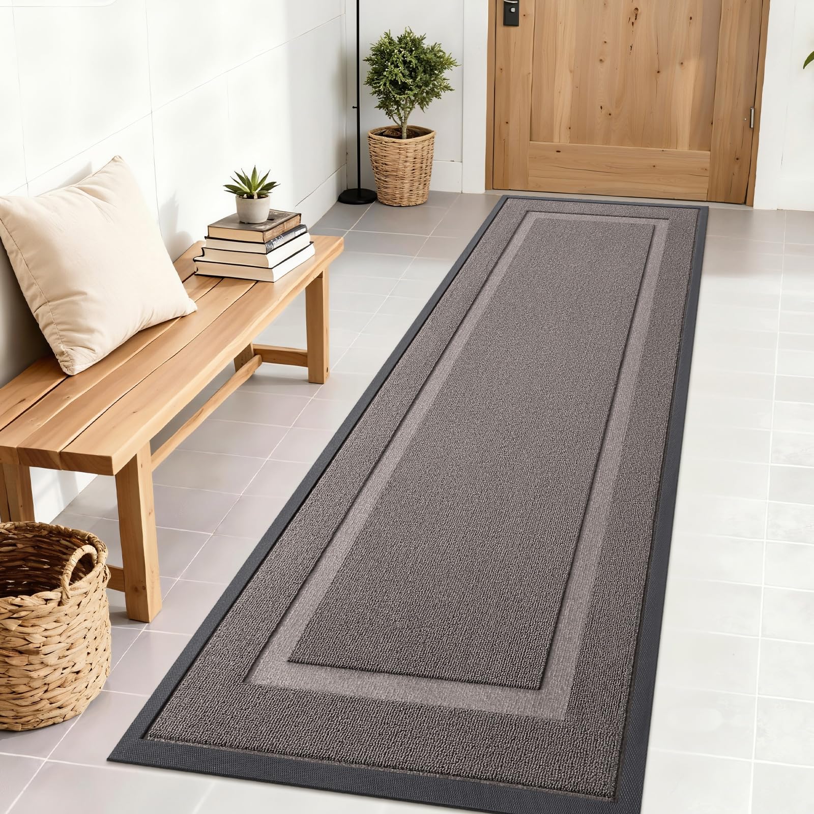 OLANLY Front Door Mat Outside 71x23, All-Season Heavy-Duty Rubber Doormat