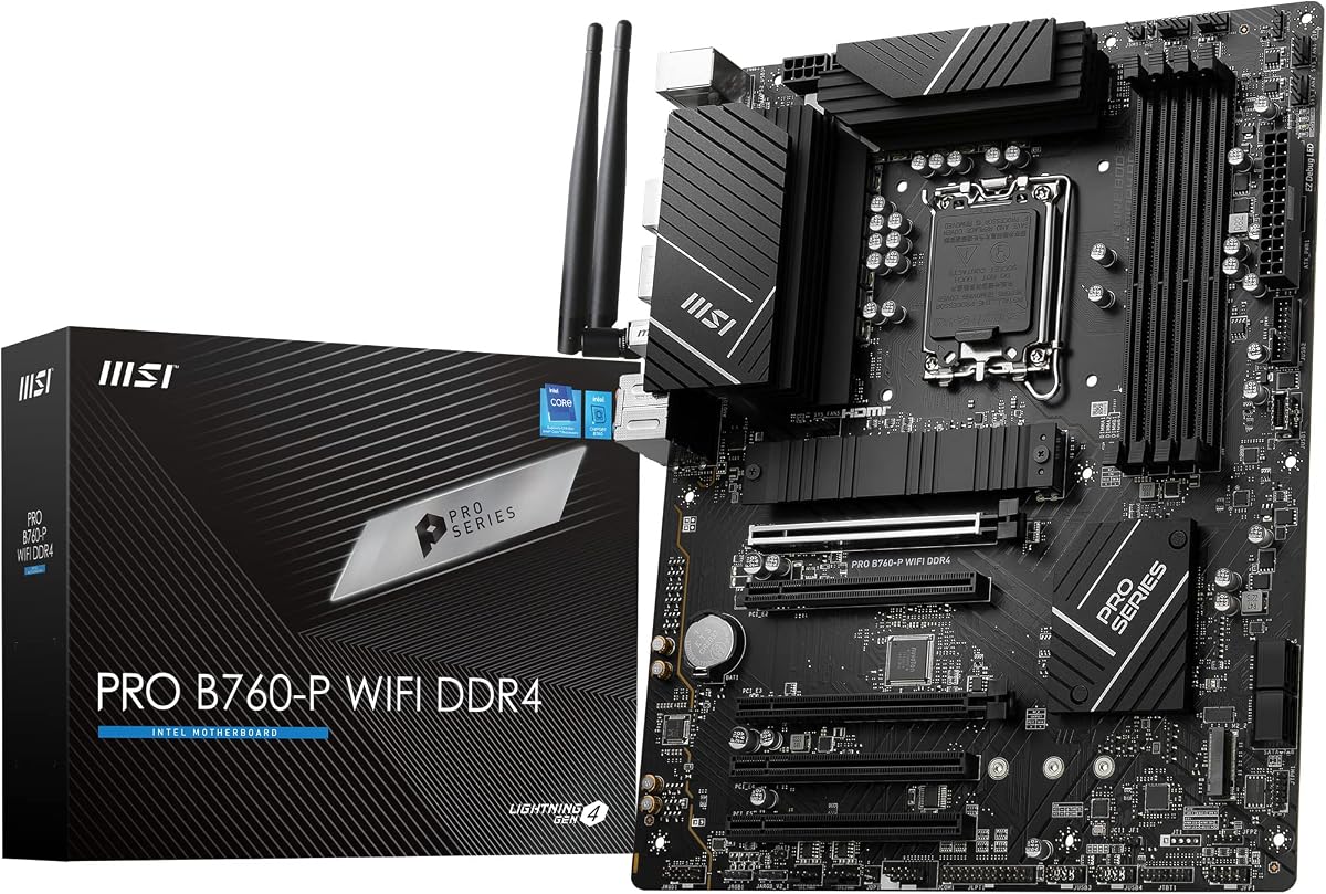 MSI PRO B760-P WiFi DDR4 Motherboard, ATX - Supports Intel 12th, 13th & 14th Gen Core Processors, LGA 1700 - DDR4 Memory Boost 5333+MHz/OC, PCIe 4.0 x16...