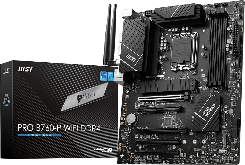 Placa base MSI PRO B760-P WiFi DDR4 ATX, 4X DDR4~128GB, 5X PCI-E x16, 2X M.2, 4X SATA, 2X USB 3.2, 4X USB 2.0, 1x USB-C