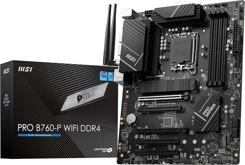 MSI Pro B760-P WiFi DDR4 Carte mère ATX, LGA 1700 | Pour Intel Core 14e, 13e et 12e gén., DDR4 Memory Boost 5333+MHz/OC, PCIe 4.0 x16, M.2 Gen4, 2.5G LAN, Wi-Fi 6E