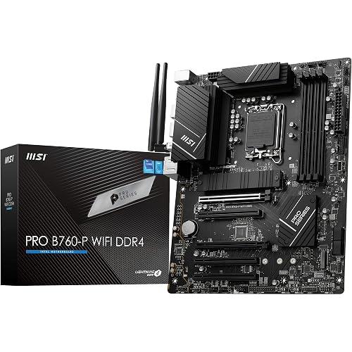 MSI PRO B760-P WiFi DDR4 Mainboard, ATX - Unterstützt Intel 12., 13. & 14. Gen Core Prozessoren, LGA 1700 - DDR4 Memory Boost 5333+MHz/OC, PCIe 4.0 x16 Slots, M.2 Gen4 Slots, 2.5G LAN, Wi-Fi 6E - ATX - DDR4 - PRO B760-P WIFI DDR4