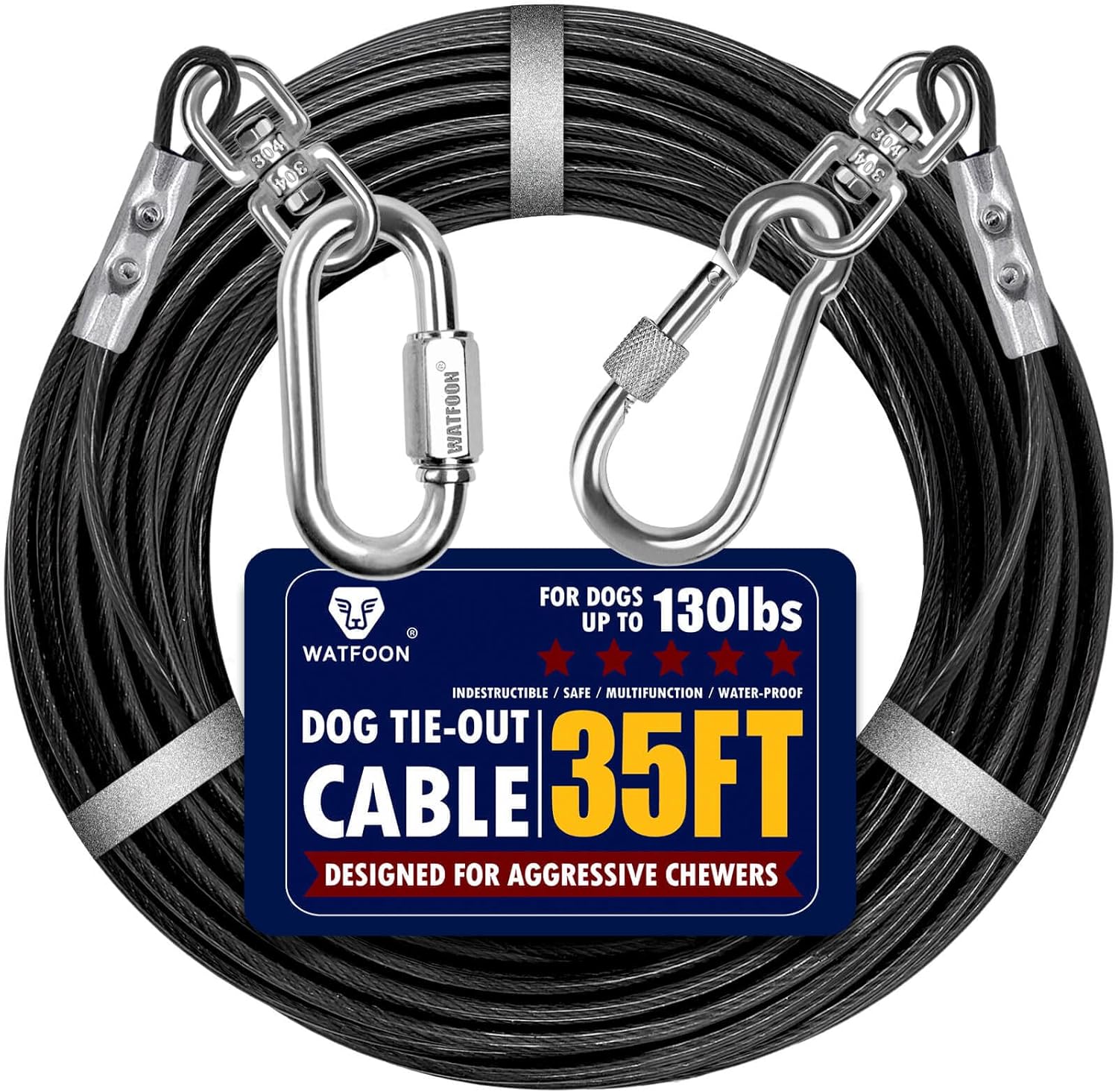 Cable De Amarre De Perro De 25 Pies Para Perros De Hasta 300 Libras