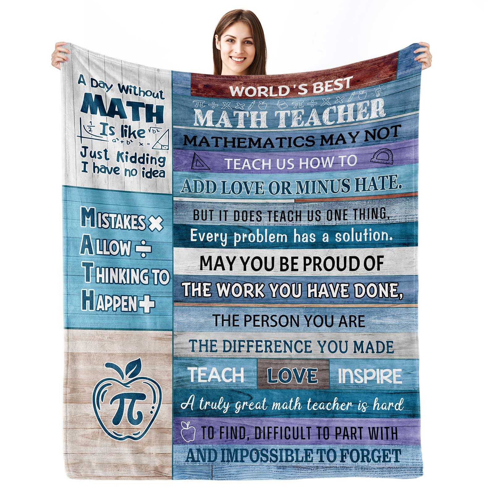 Math Teacher Gift, Math Teacher Blanket, Math Gifts, Math Teacher Appreciation Gifts, Retirement Gift for Math Teacher, Math Teacher Birthday Gifts Throw Blankets 60"X 50"