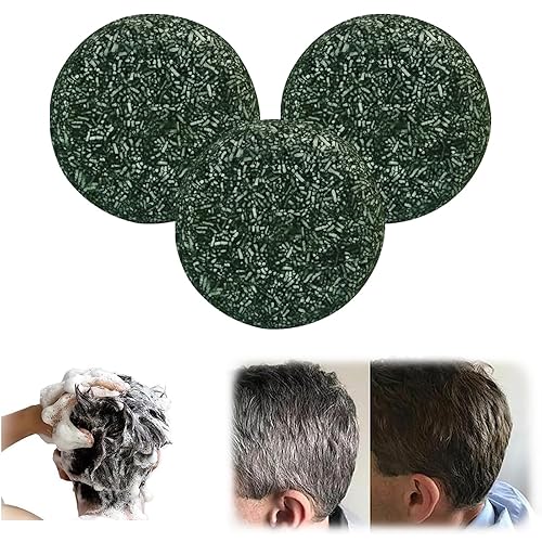 Barra de champú oscuro, 3 piezas de cabello gris, oscurecimiento del cabello, para hombres y mujeres