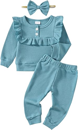 Mioglrie Conjunto de ropa de bebé para niña, tops y pantalones, ropa para niñas pequeñas, sudaderas para bebés