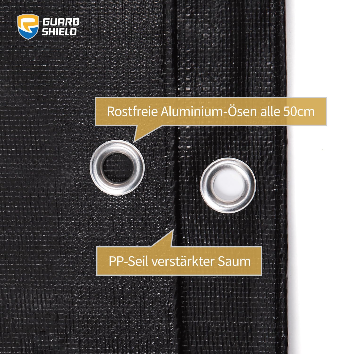 GUARD SHIELD Telone protettivo con occhielli, impermeabile, 4 m x 8 m, nero, 160 g/㎡, multiuso, resistente agli strappi, stabilizzato ai raggi UV, resistente alla muffa