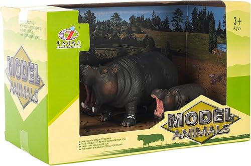 Miniatura 7 de Class Collections Hipopótamo mamá y bebé figura de animal de 5 pulgadas juguete para niños 2 piezas