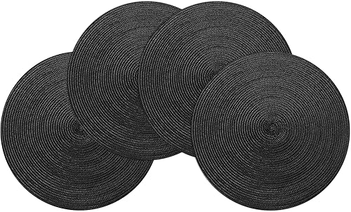 POQGLFT Juego de 4 manteles individuales redondos trenzados, para mesas de cocina, tejidos, lavables, antideslizantes, de 15 pulgadas, para fiestas