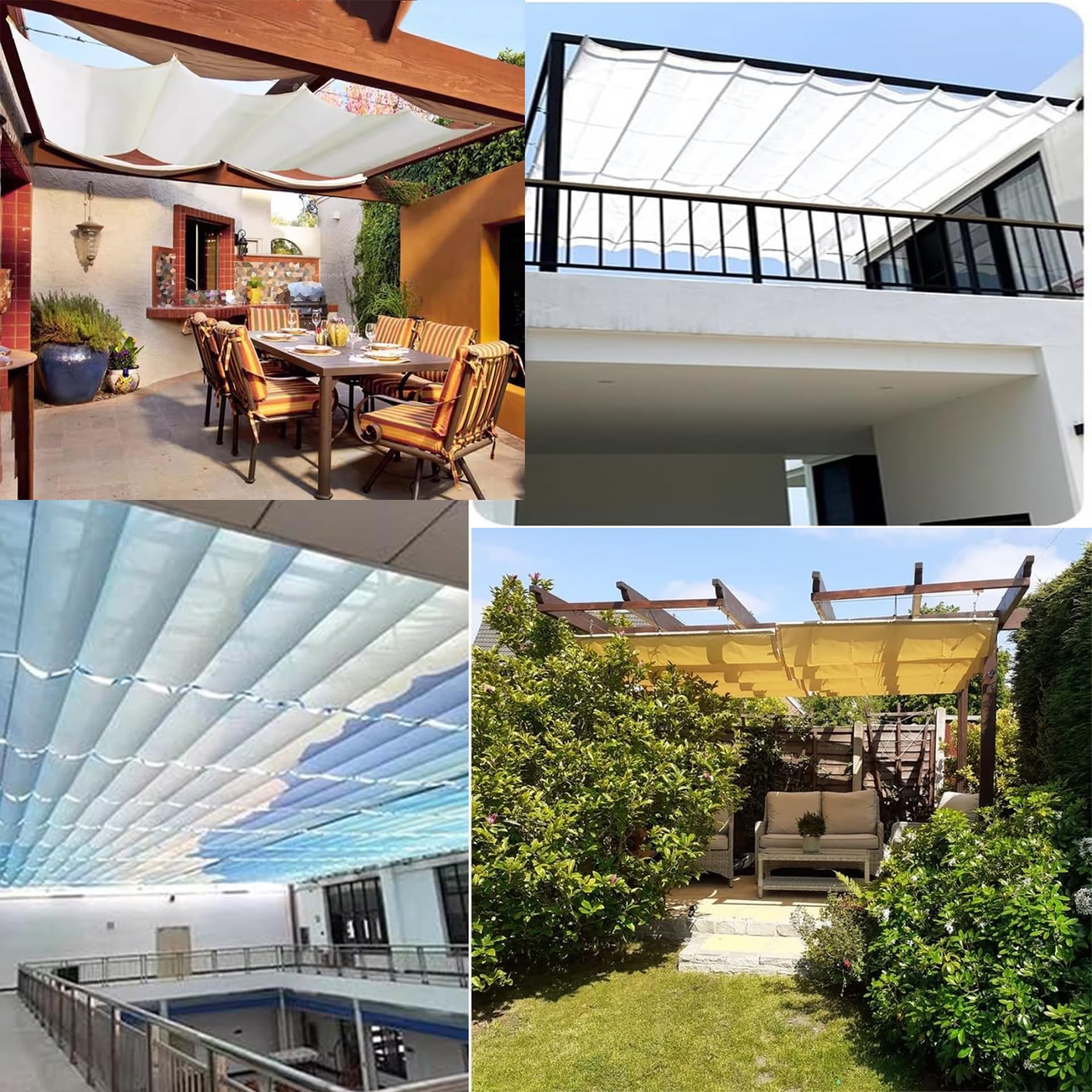 Einziehbare Welle Sonnensegel mit Ösen 200 x 500 cm UV Schutz Windschutz Verstellbare Schattenabdeckung Reißfest Windstabil mit Seil für Außenbereiche, Hellgrau