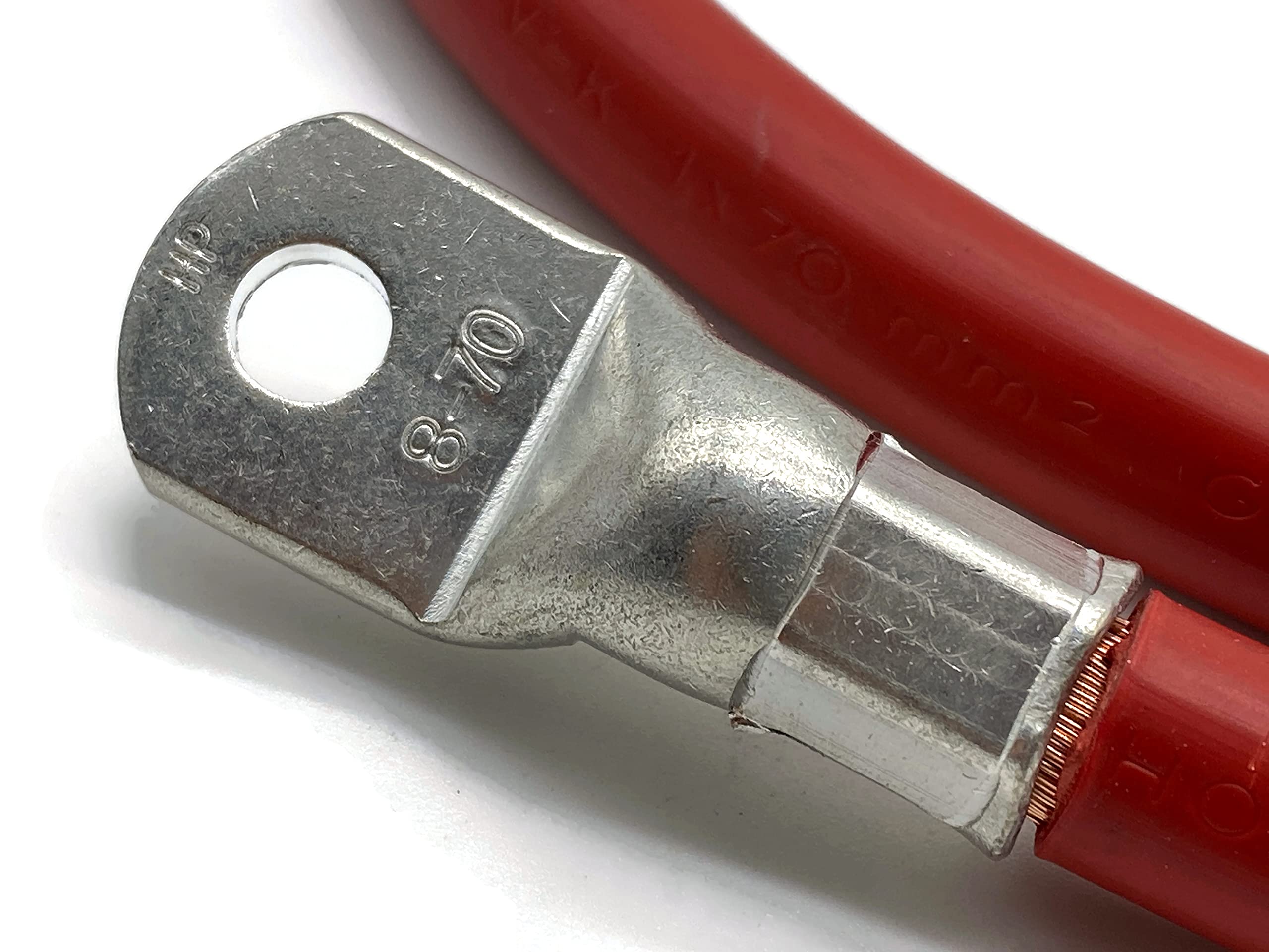 Exoda câble de batterie 70 mm² 100 cm M8 rouge 5645 Watt 470A 12V flexible cuivre de qualité jusquà 70 degrés pour alimentation fiable voiture bateau moto et plus