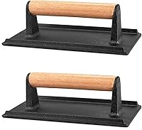 Vista 1 de Onader Prensa rectangular para hamburguesas de 8.4 pulgadas, juego de 2 prensas de tocino para parrilla de hierro fundido