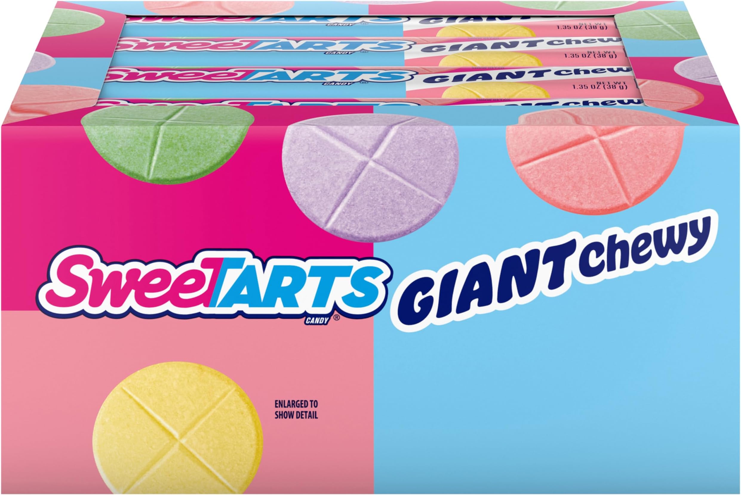 Giant Chewy Candy, Sweet and Tart, 1.35 oz, 36 count
