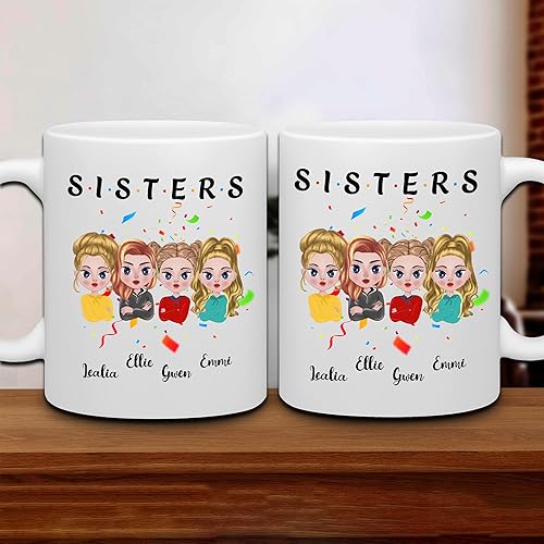 Miniatura 2 de WHIDOBE Taza de café personalizada de 11 onzas y 15 onzas con avatares, nombres, taza personalizada para mujeres, regalos personalizables para