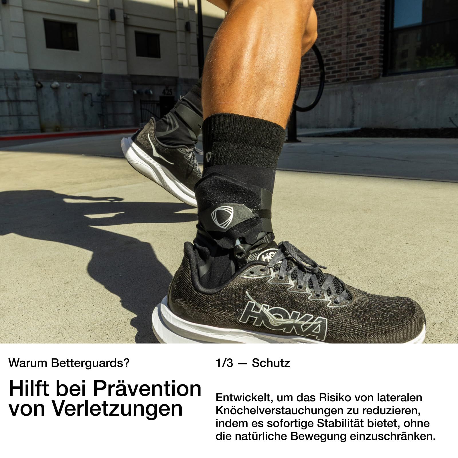 BETTERGUARDS 3.0 Knöchelbandage – Ultraleichte, flexible Stütze gegen Umknicken & schnelle Erholung | Doppelsleeve für Damen & Herren | Perfekt für Sport, Training & Alltag (M, Schwarz Rechts)