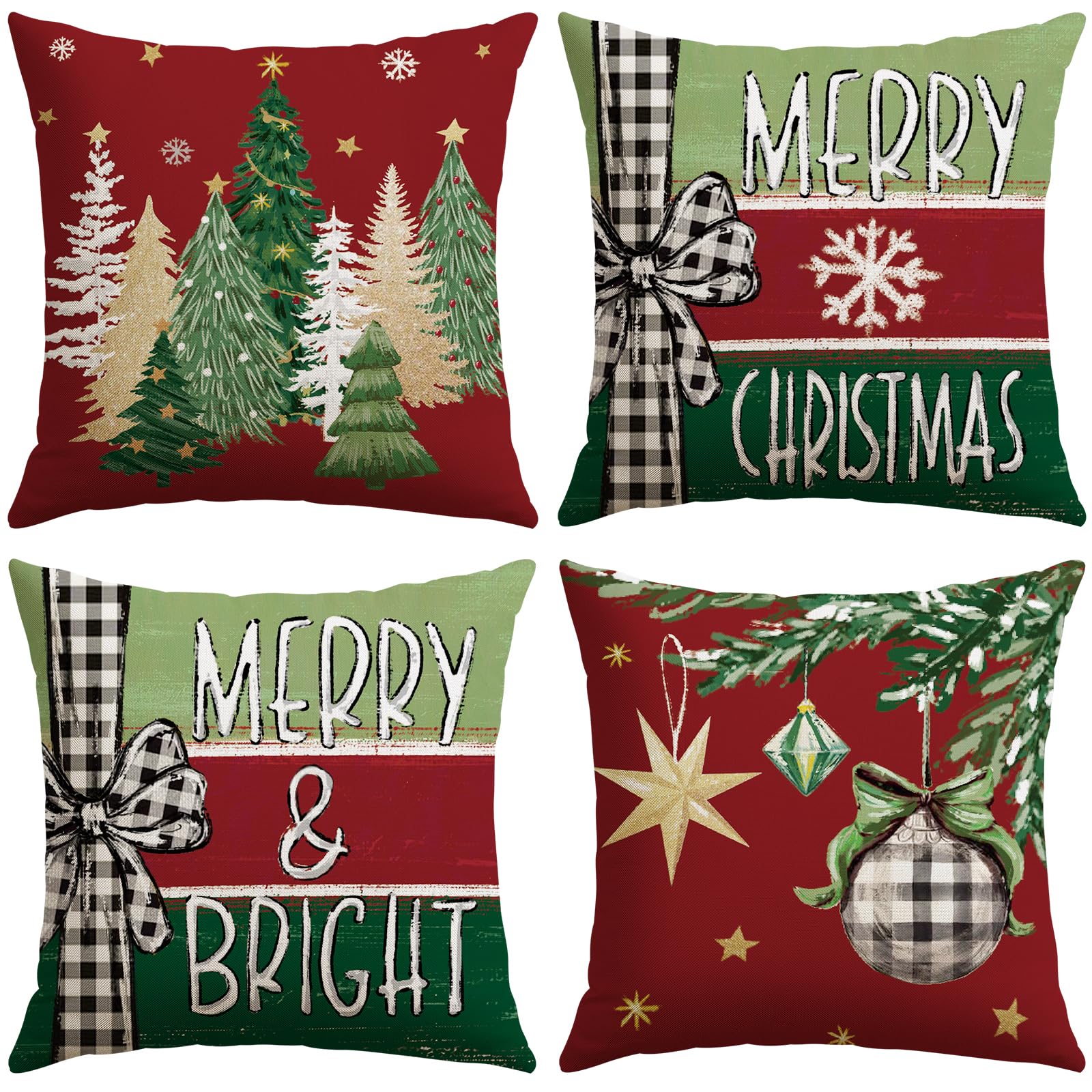 Housse de coussin de Noël Artscope lot de 4 en rouge 45x45 cm