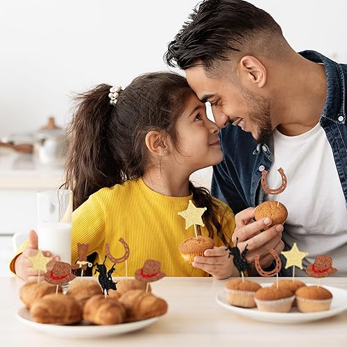 Miniatura 5 de 30 adornos de vaquero para cupcakes con purpurina, zapatos de caballo de vaquero, botas para cupcakes, temática occidental, baby shower, fiesta de