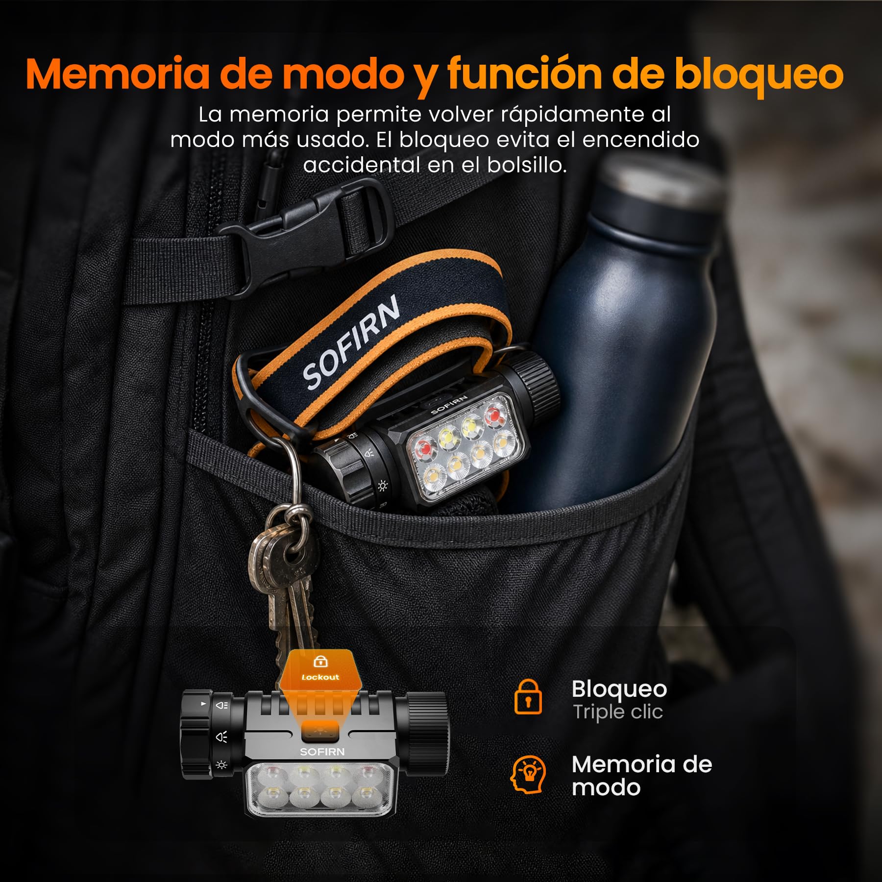 Linterna Frontal 3320LM - sofirn HS23 con Luz Roja, Blanca y Neutra | Alcance 192M, USB-C, IPX6, 660NM, CRI90, Autonomía 350H, 8 LED, Control Magnético, Pesca, Control, Camping, Emergencia