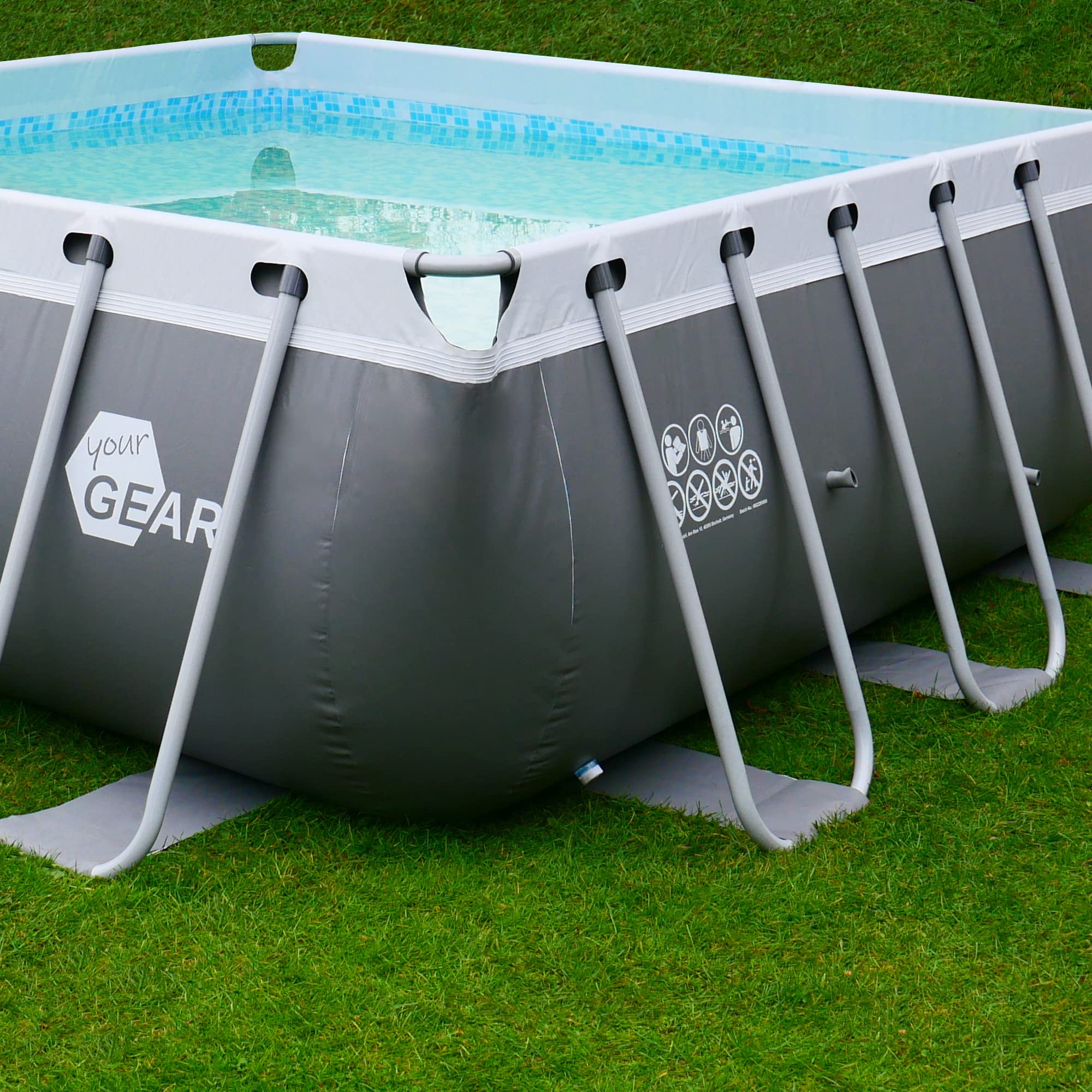yourGEAR Piscina Familiar XL 3x3m - Piscina de Jardín con Marco de Acero Duradero, 8100L