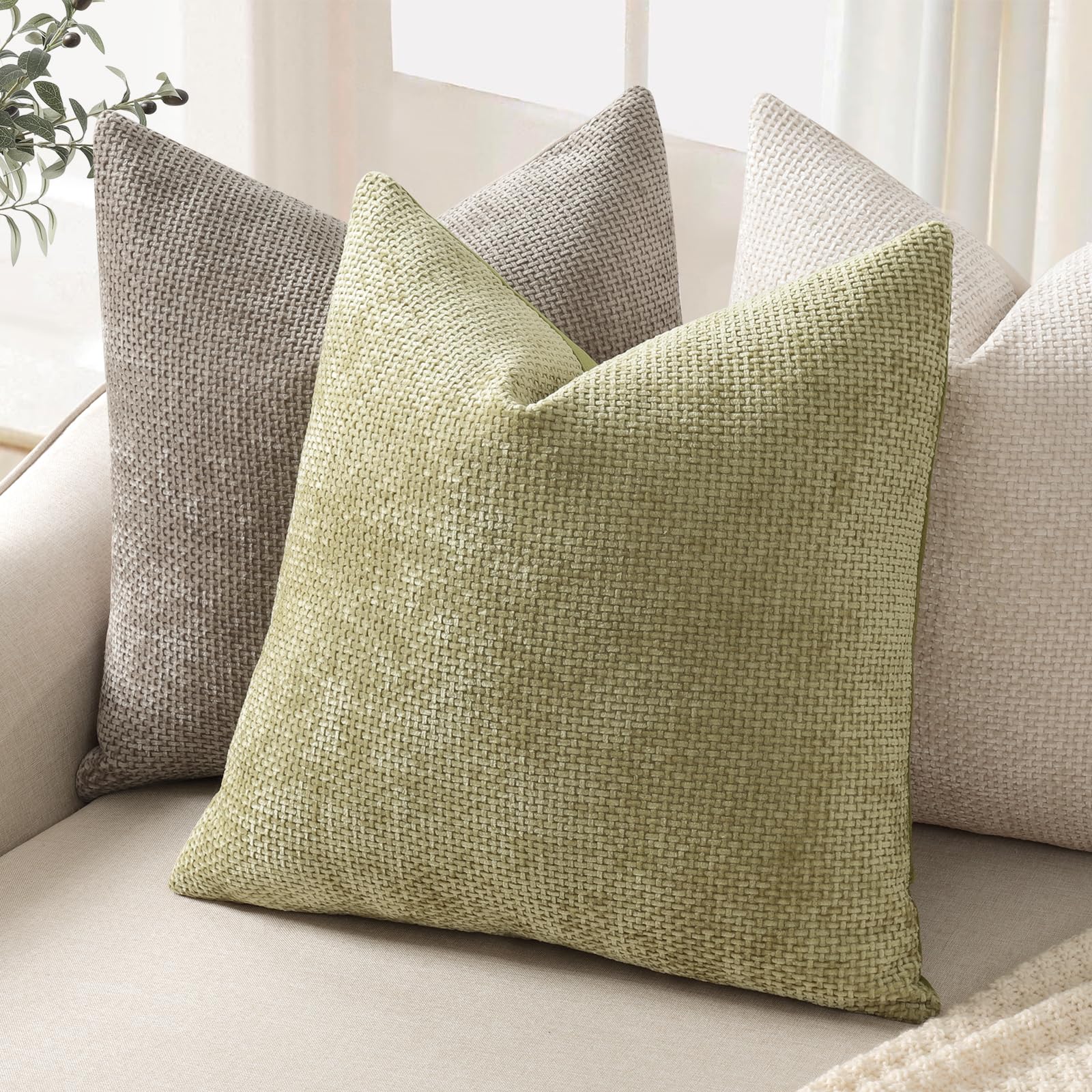 ZWJD Lot de 2 Housse Coussin de canapé 45x45 en Chenille Housse de Coussin Douces Cecoration de Maison Coussin Canape Décoratives de Luxe pour Canapé,lit et Salon