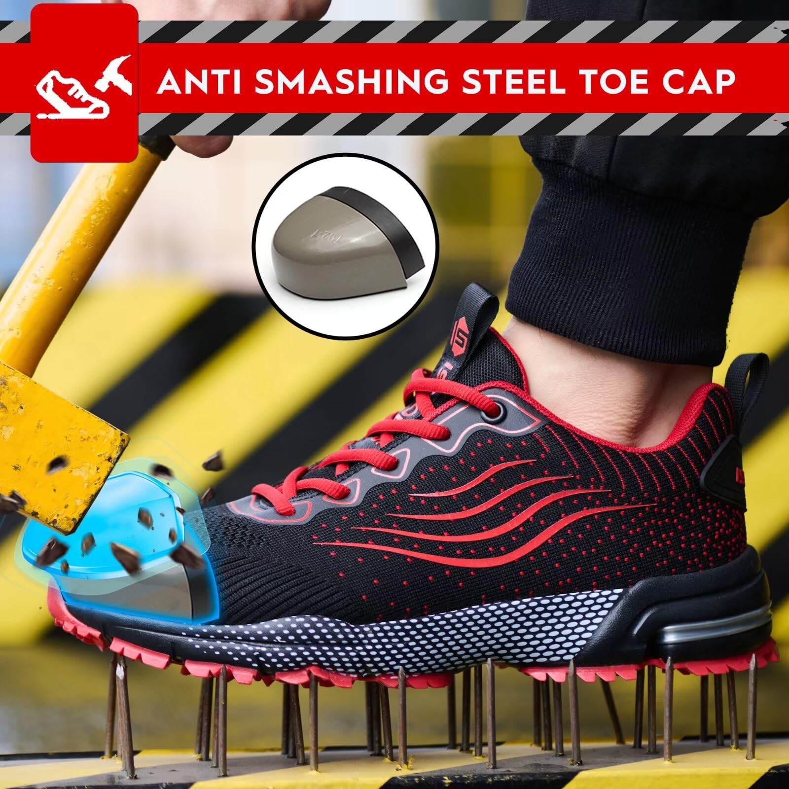 Scarpe Antinfortunistiche Uomo Donna Scarpe da Lavoro Leggere Traspiranti Scarpe da Cantiere con Punta in Acciaio