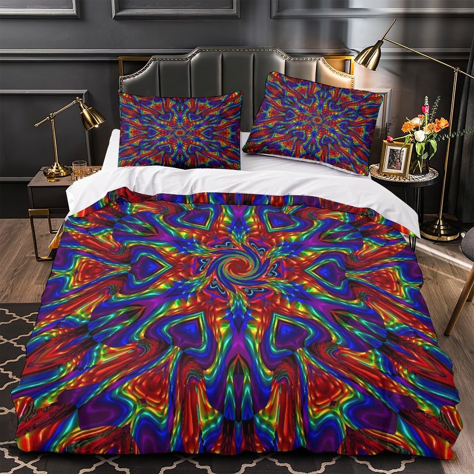 Parure de lit vibrante et abstraite avec housse de couette 3D inaltérable pour un sommeil doux