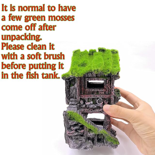 Foto 5 de 7 de M2cbridge Decoración para Acuario, escondite de Peces, Cueva Betta con Musgo Verde Realista (Estilo 4)