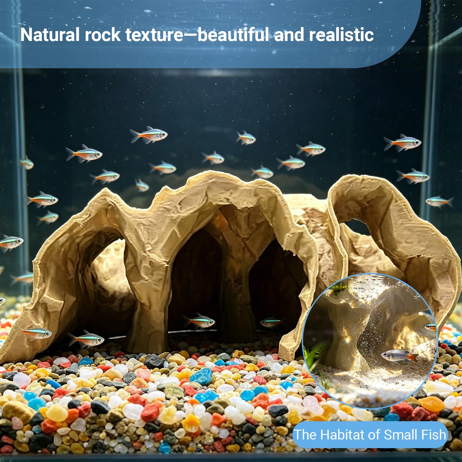 Unterirdisches Fischversteck in Holzoptik – 3D Gedruckte Welshöhle & Garnelen-Zuchthöhle für Aquarien, Mehrkammer Deko für Welse, Garnelen und Jungfische