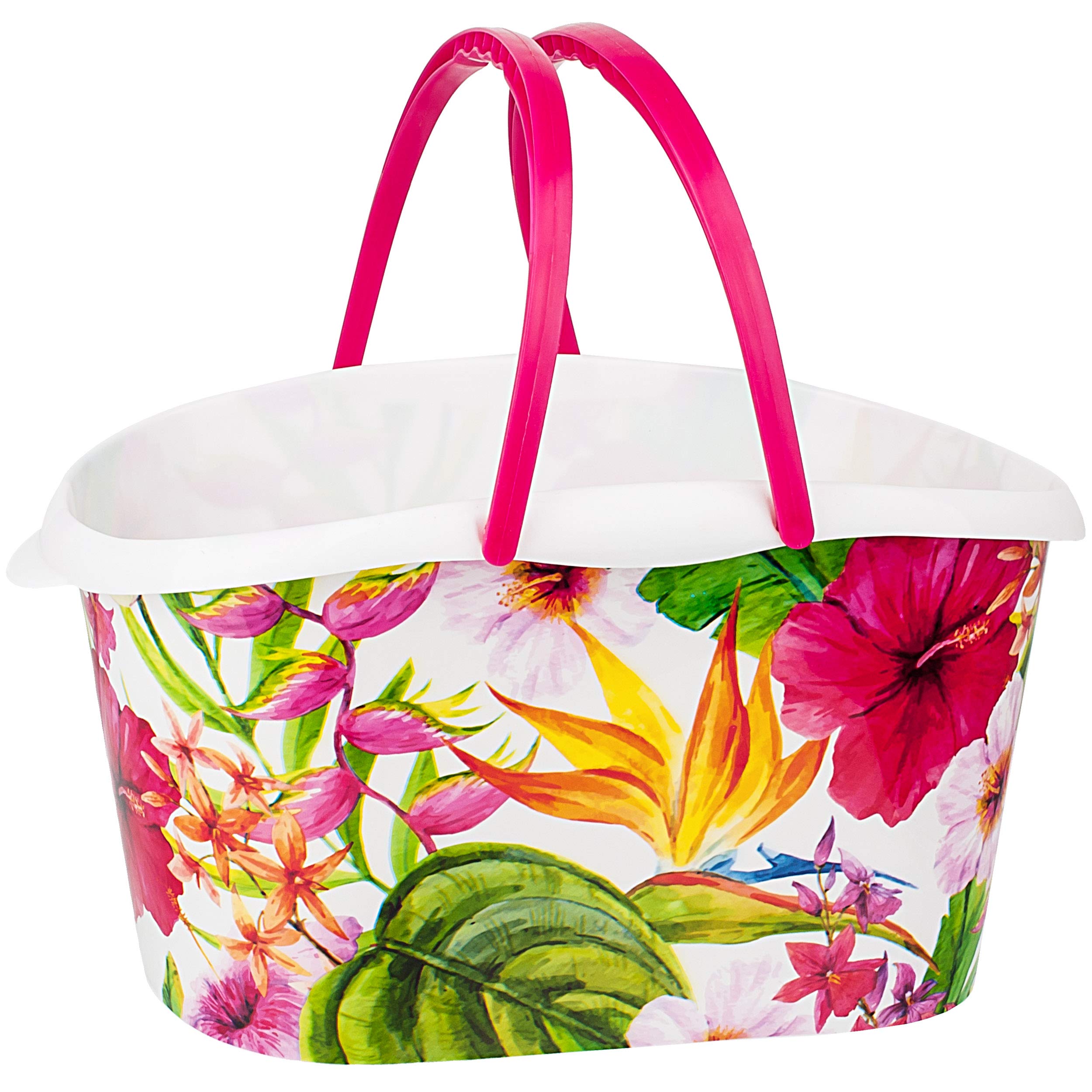 alles-meine.de GmbH Kleiner Korb/Körbchen - mit Henkel - Bunte Blumen & Blüten - inkl. Name - 26 cm - Kinder Einkaufskorb - Aufbewahrung - Deko Aufbewahrungskorb