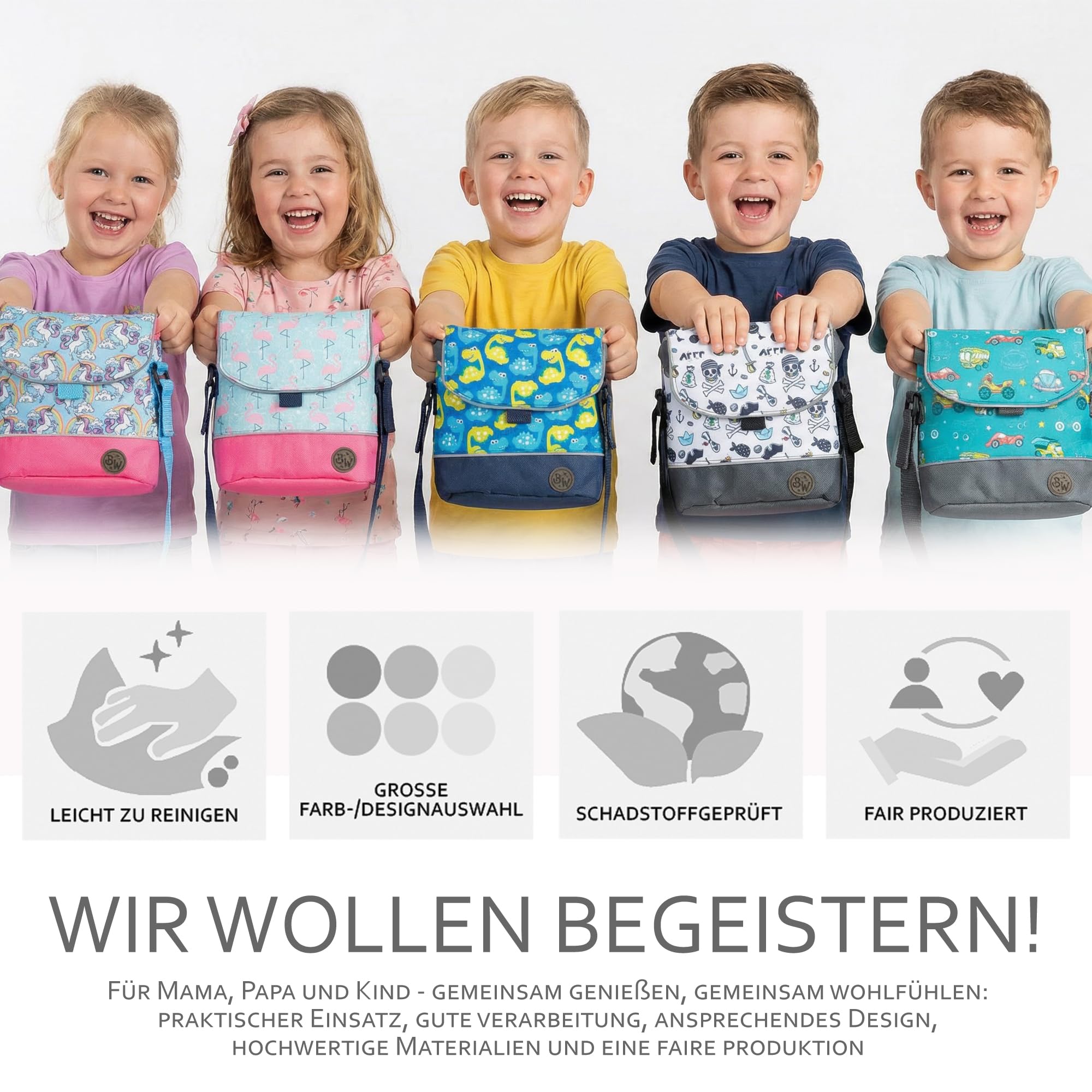 BAMBINIWELT Kinder Lenkertasche – Fahrradtasche für Kinder, Laufradtasche & Lenkerkorb mit Schultergurt – kompatibel mit Puky, Woom & Roller – wasserabweisend & robust, Farbe: Modell 25