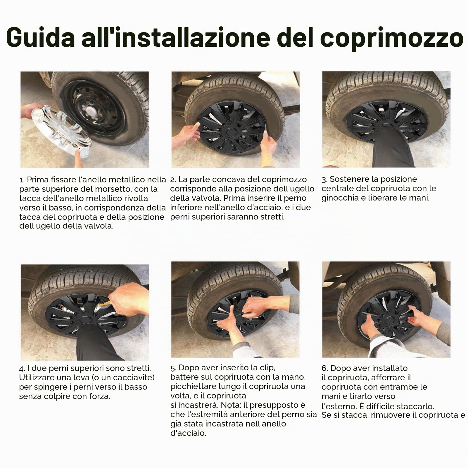 SIXRUN Coprimozzi 15 Pollici 4 Pezzi Copricerchi Universali in Materiale ABS, Design con Fibbia per SUV per Auto Camion con Resistenza Ai Graffi Adatto per Sedile V40