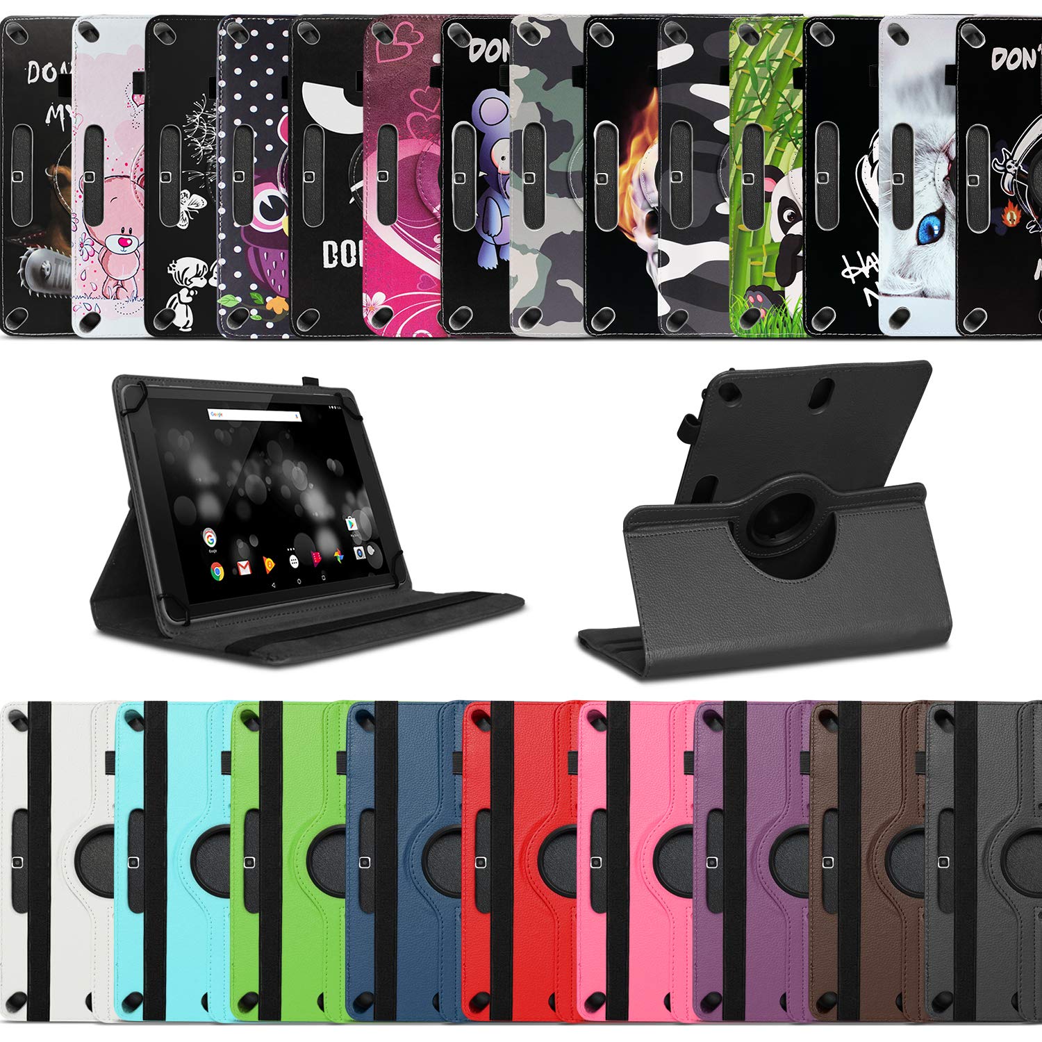 Robuste Schutzhülle kompatibel für Ihr Amazon Fire HD 10 / Plus Tablet aus Kunstleder mit Standfunktion 360 Drehbar Hülle Schutztasche Ständer Tasche Cover Case Etui