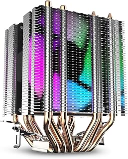 CPU Air Cooler 6 Heat Pipes Twin-Tower Heatsink with 90Mm Rainbow Led Fans for 775/1150/1155/1156/1366